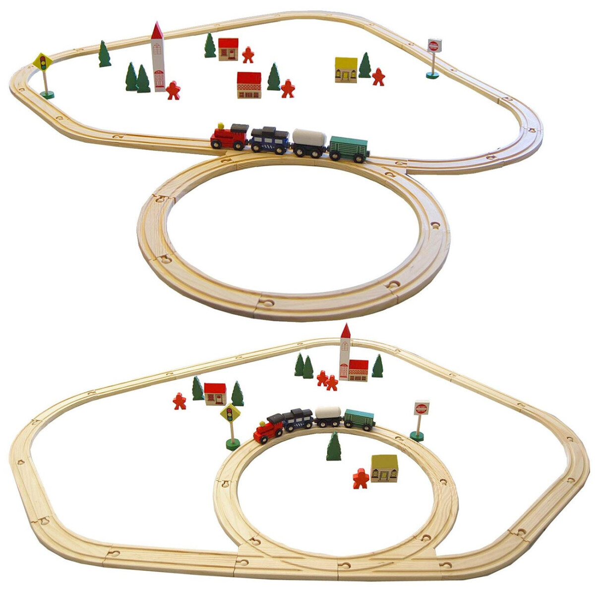 Holzeisenbahn Starter-Set Spielzeug-Eisenbahn 4m Holzbahn...