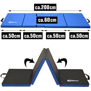 XL Gymnastikmatte 200x60x5cm - Faltbare Turnmatte