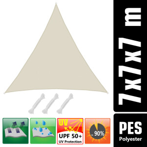 UPF50+ UV Sonnensegel 7x7x7 Polyester Dreieck...