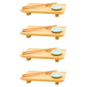 4x Japanisches Sushi Brett - 27x16x4 Bambus Platten Set -...
