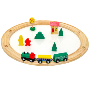 19-teilige Holzeisenbahn Starter-Set Spielzeug-Eisenbahn...