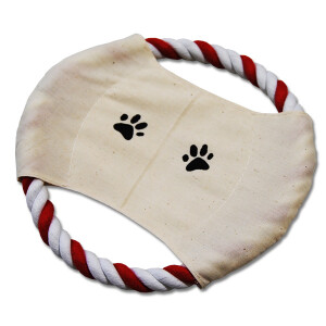 Tierspielzeug Hund Frisbee rot/weißes Tau ca. 20 cm...
